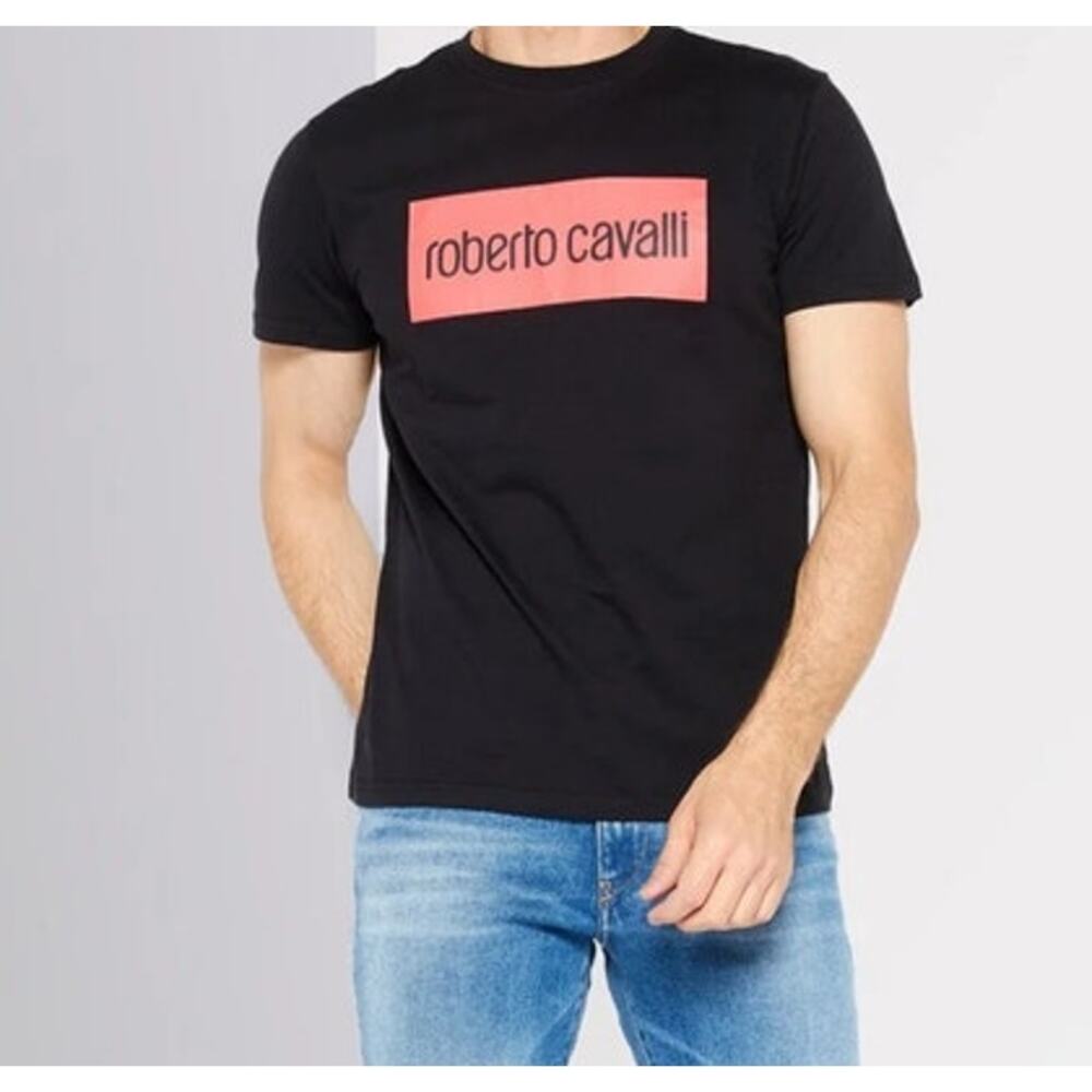 Roberto Cavalli Graphic Print Logo Short Sleeve T-Shirt Mens Size Small